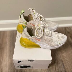 Nike Air Max White and Yellow Sneakers with Modern Silhouette